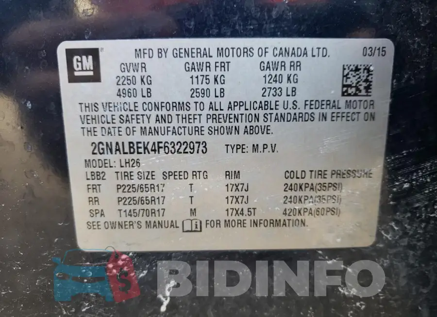 2GNALBEK4F6322973 Photo# 12