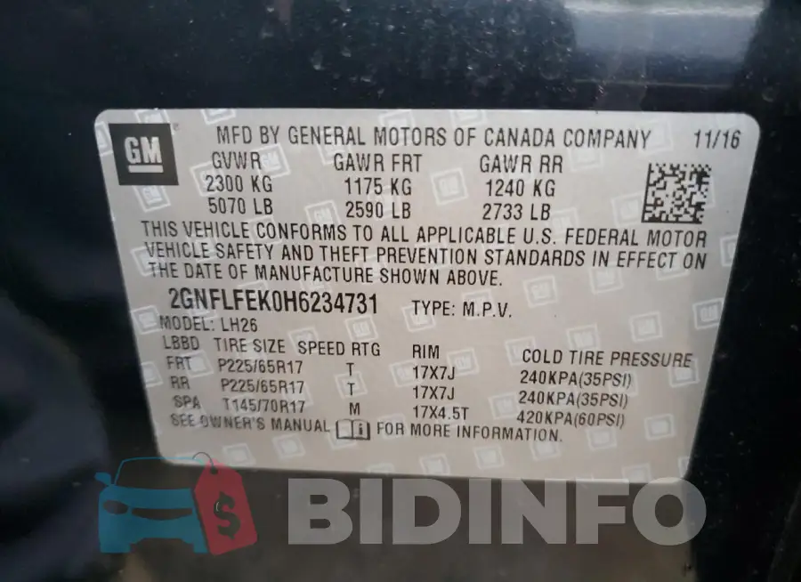 2GNFLFEK0H6234731 Photo# 13