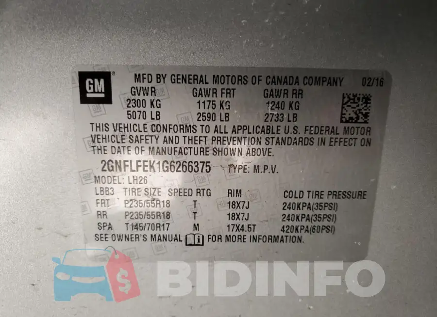 2GNFLFEK1G6266375 Photo# 13