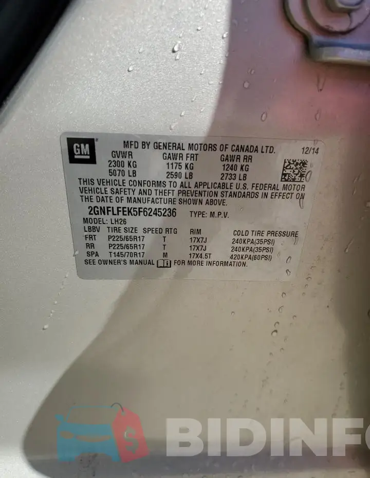 2GNFLFEK5F6245236 Photo# 14