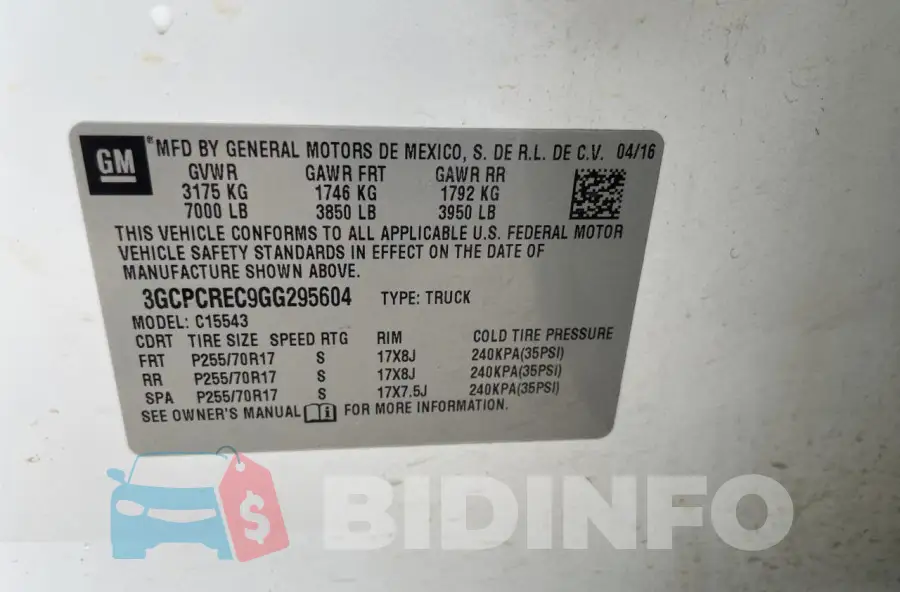 3GCPCREC9GG295604 Photo# 10