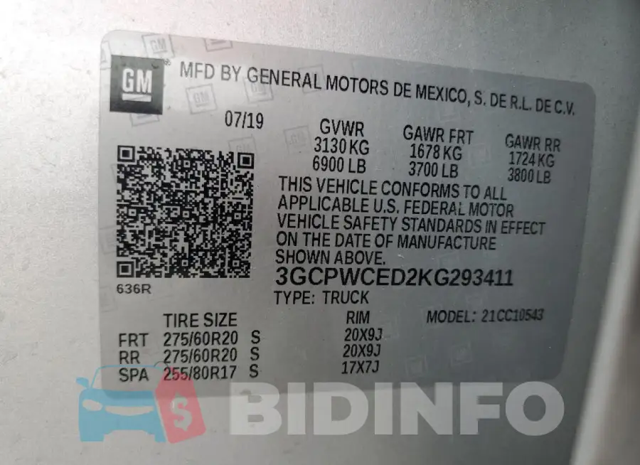 3GCPWCED2KG293411 Photo# 12
