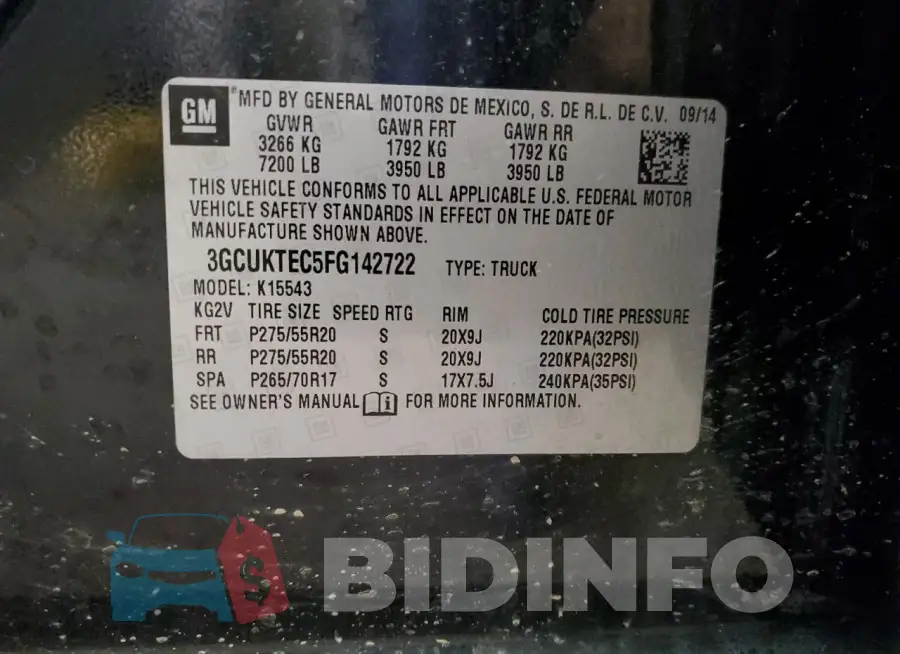 3GCUKTEC5FG142722 Photo# 13