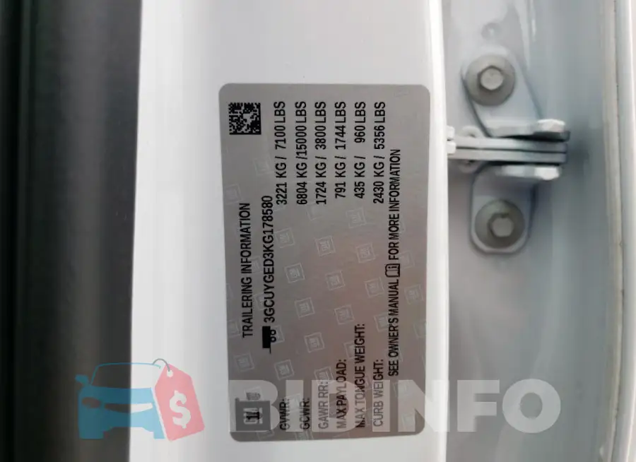 3GCUYGED3KG178580 Photo# 12