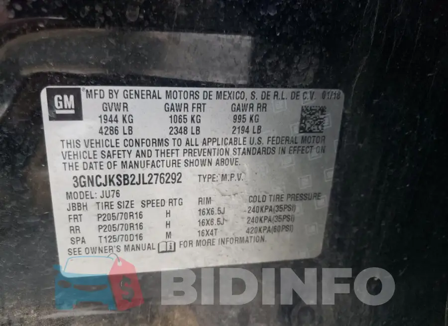 3GNCJKSB2JL276292 Photo# 13