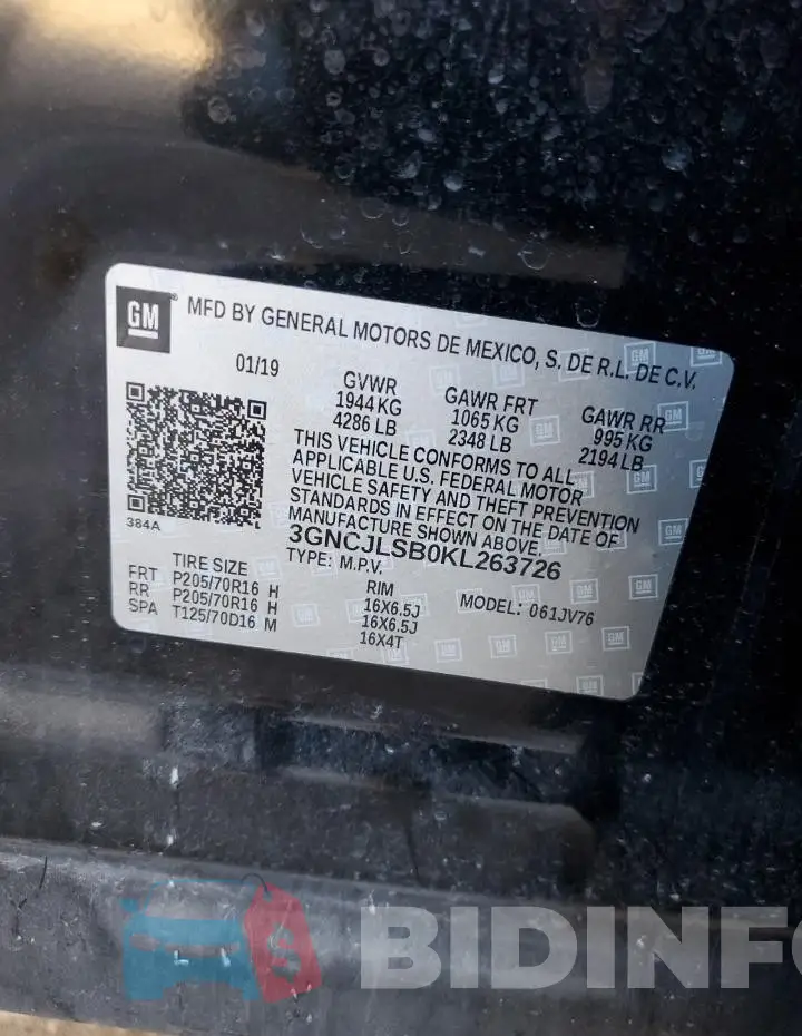 3GNCJLSB0KL263726 Photo# 13