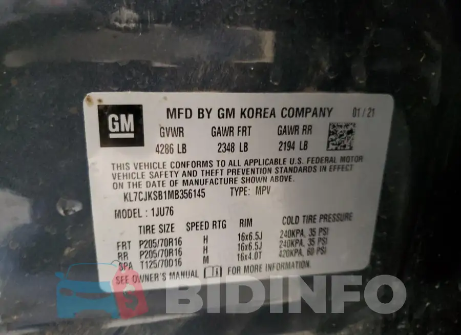 KL7CJKSB1MB356145 Photo# 13