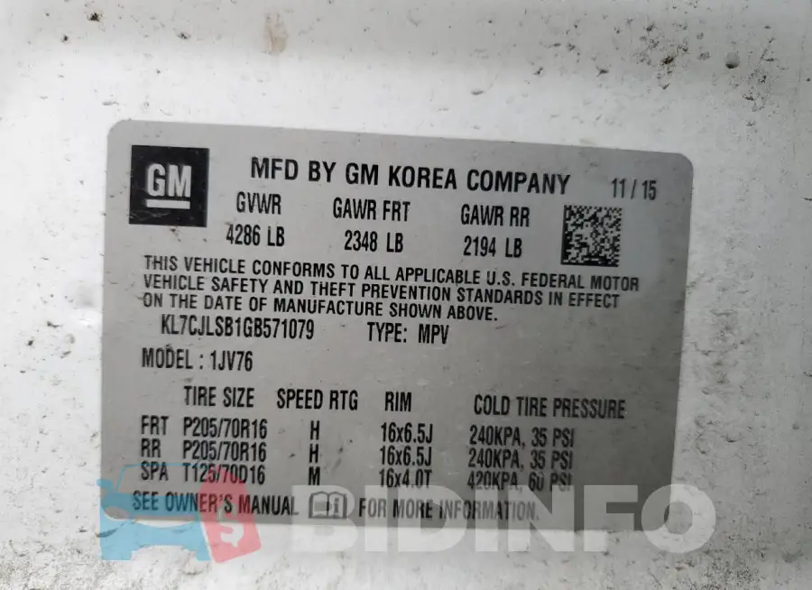 KL7CJLSB1GB571079 Photo# 13