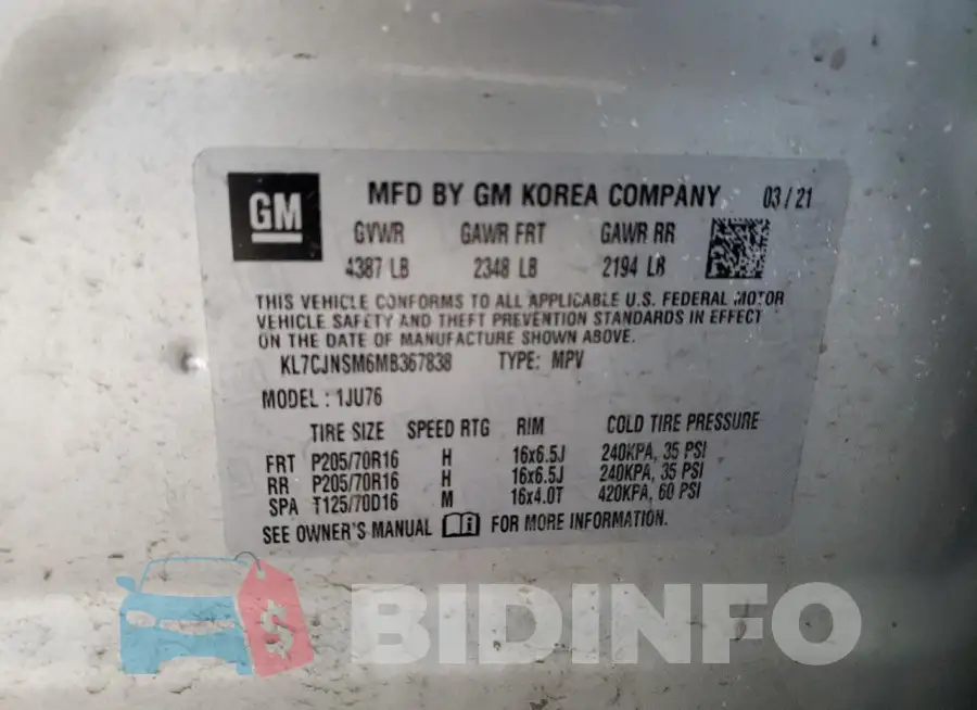KL7CJNSM6MB367838 Photo# 12