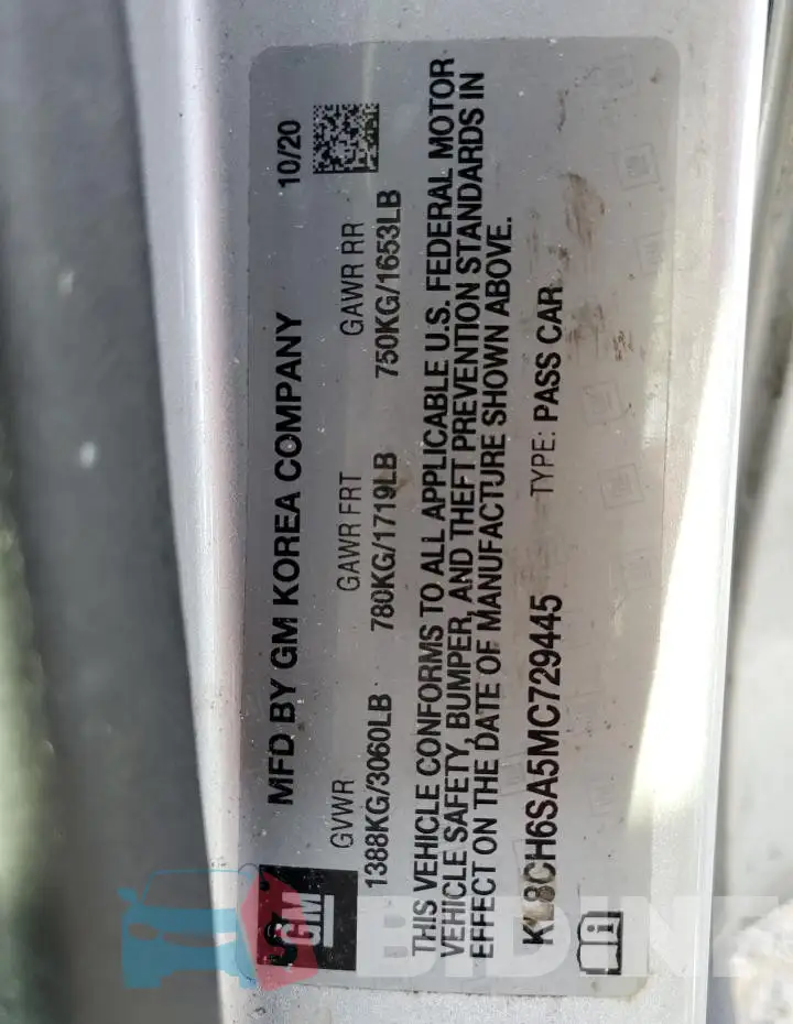 KL8CH6SA5MC729445 Photo# 12