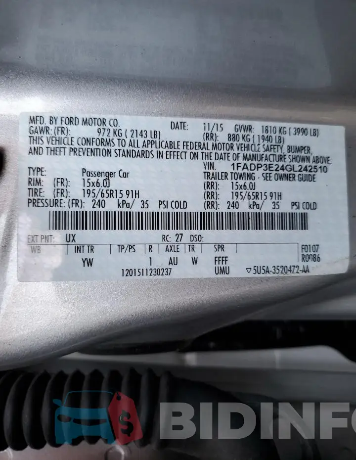 1FADP3E24GL242510 Photo# 12