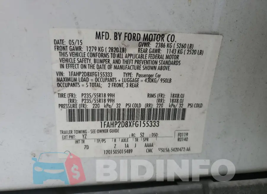 1FAHP2D8XFG155333 Photo# 13