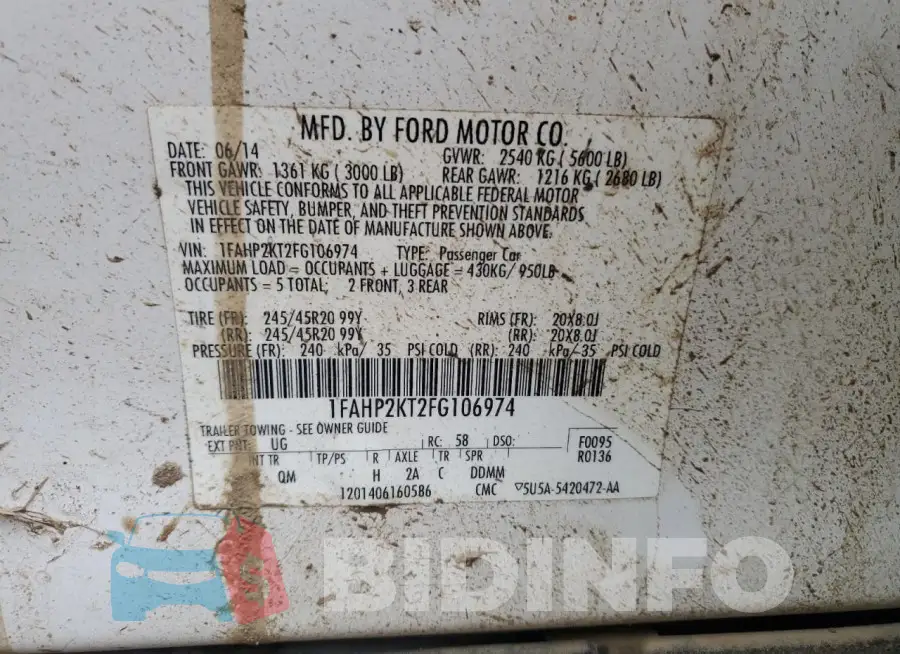 1FAHP2KT2FG106974 Photo# 12