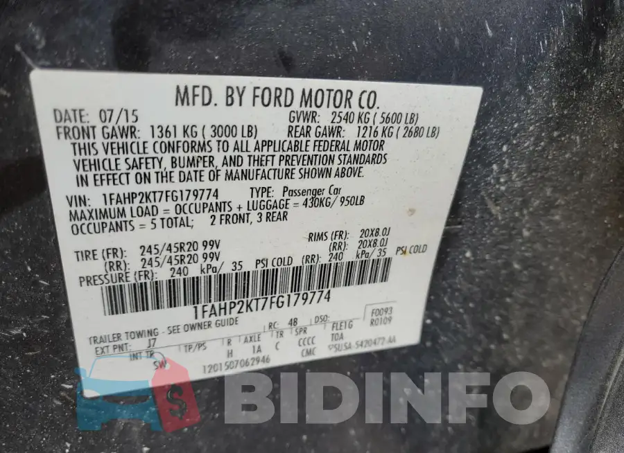 1FAHP2KT7FG179774 Photo# 13