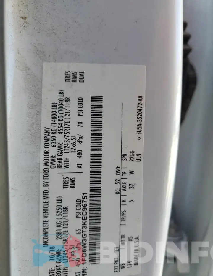 1FD8W3GT3KEC96751 Photo# 12