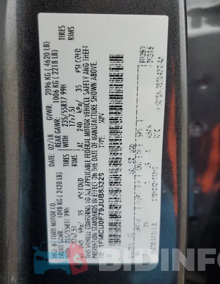 1FMCU0F79JUB83328 Photo# 13