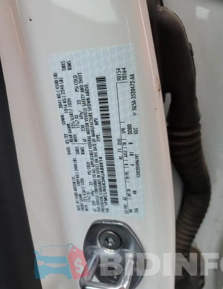 1FMCU9G63NUA88814 Photo# 12
