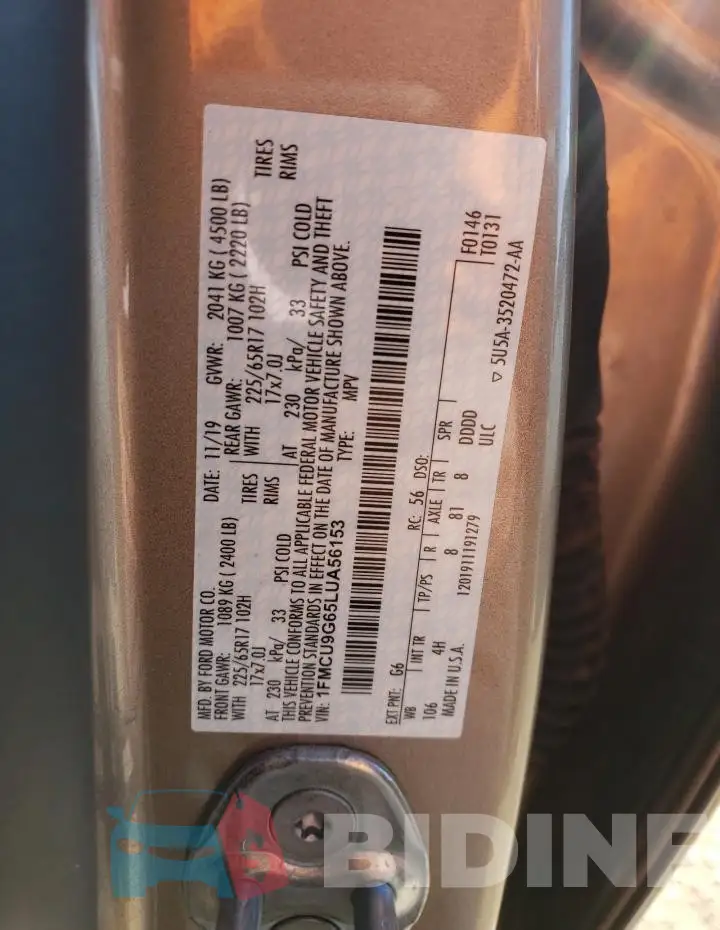 1FMCU9G65LUA56153 Photo# 13