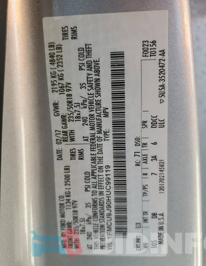 1FMCU9J90HUC99119 Photo# 14