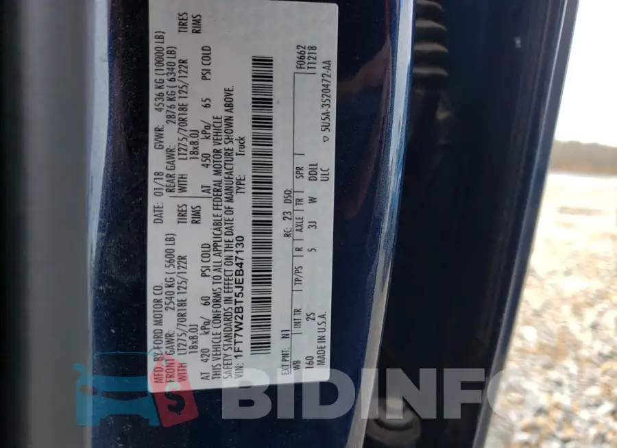 1FT7W2BT5JEB47130 Photo# 10