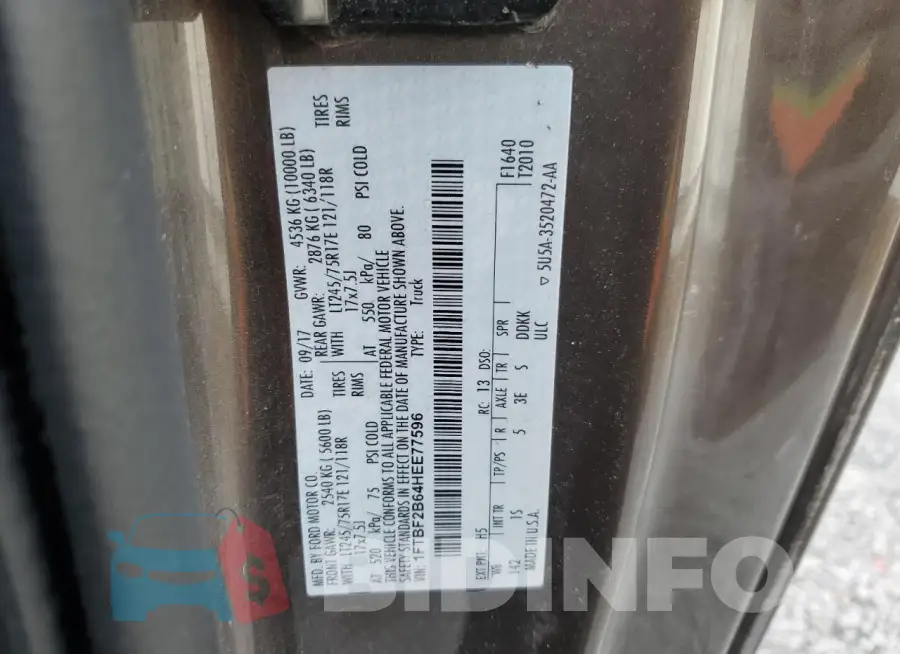 1FTBF2B64HEE77596 Photo# 12