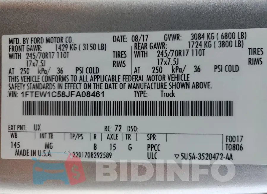 1FTEW1C58JFA08461 Photo# 13