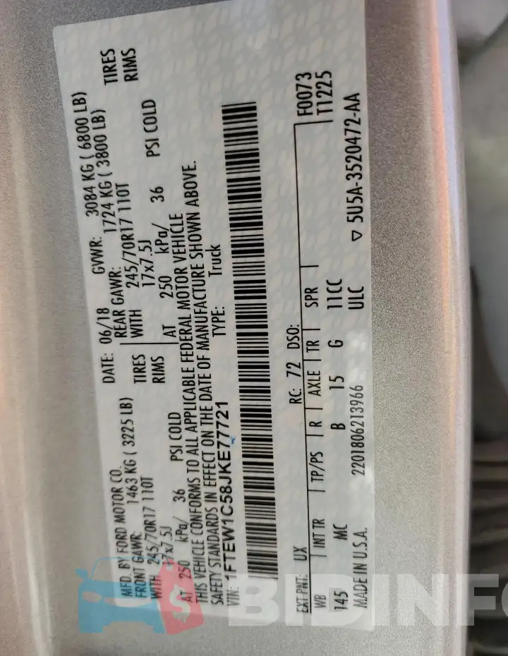 1FTEW1C58JKE77721 Photo# 12