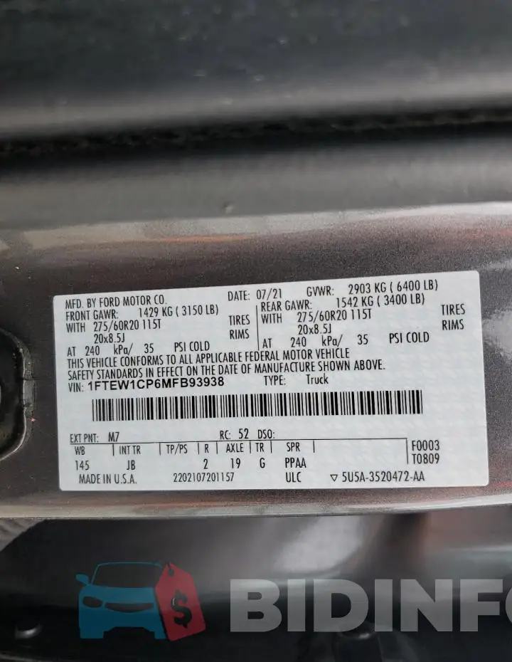 1FTEW1CP6MFB93938 Photo# 13