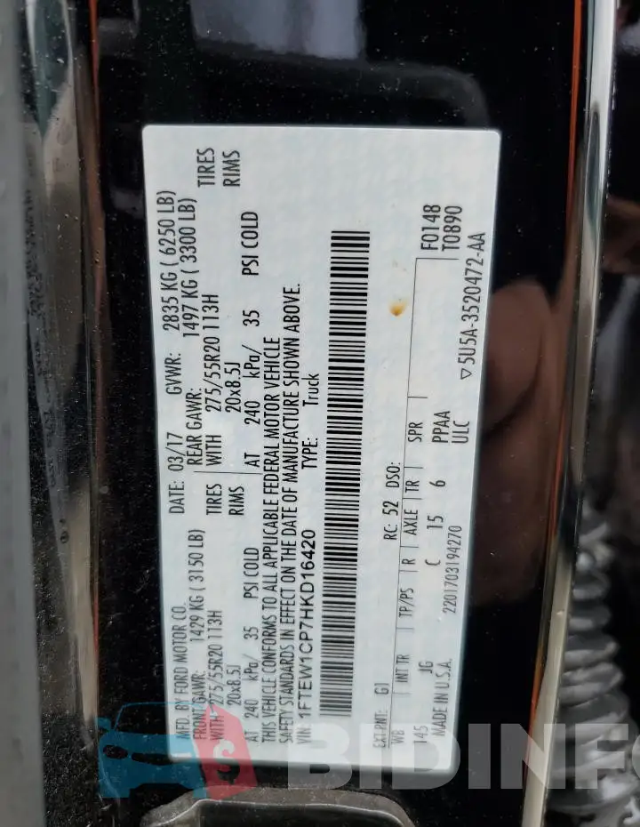1FTEW1CP7HKD16420 Photo# 12