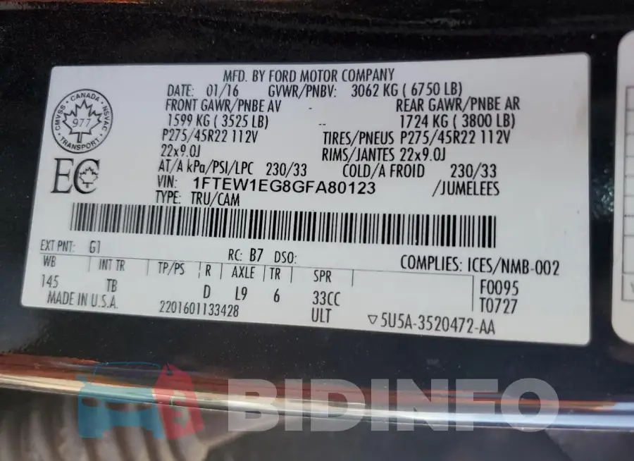 1FTEW1EG8GFA80123 Photo# 12