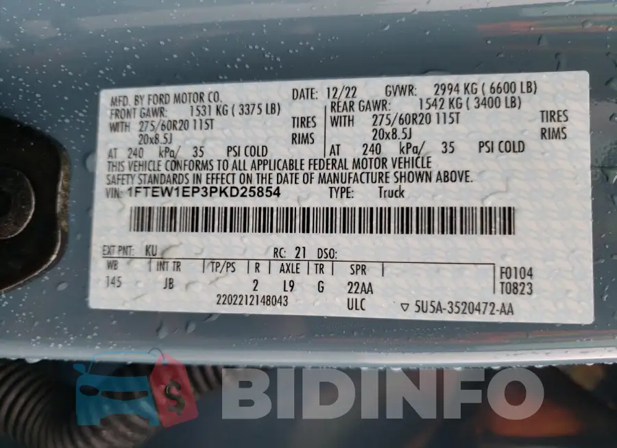 1FTEW1EP3PKD25854 Photo# 12