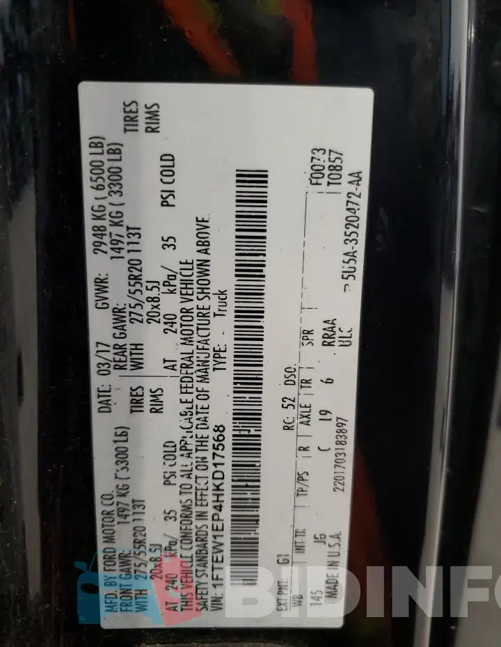 1FTEW1EP4HKD17568 Photo# 13