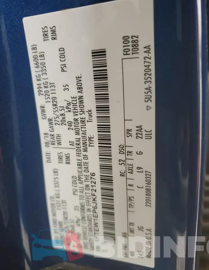 1FTEW1EP6JKF21276 Photo# 12