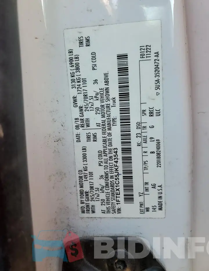 1FTEX1C55JKF43543 Photo# 12