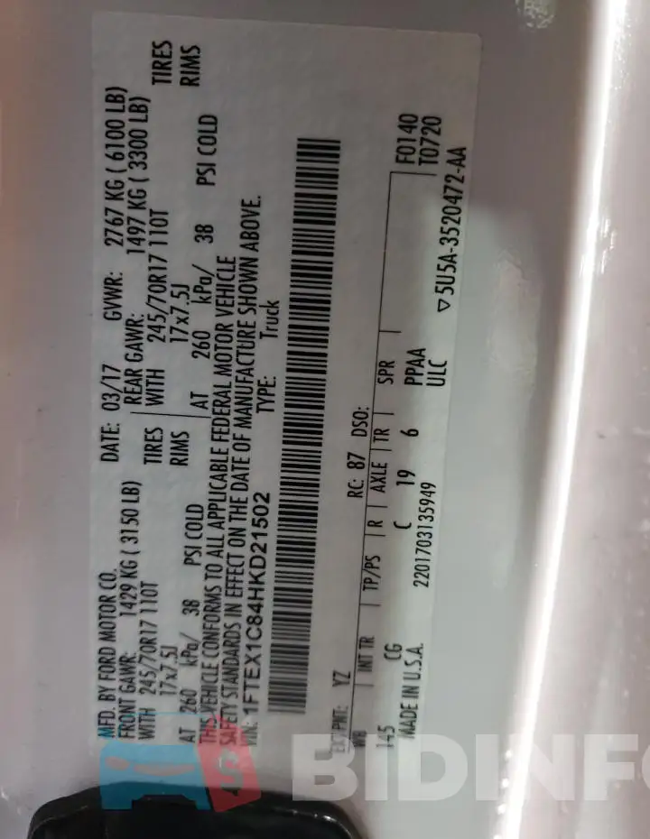 1FTEX1C84HKD21502 Photo# 12