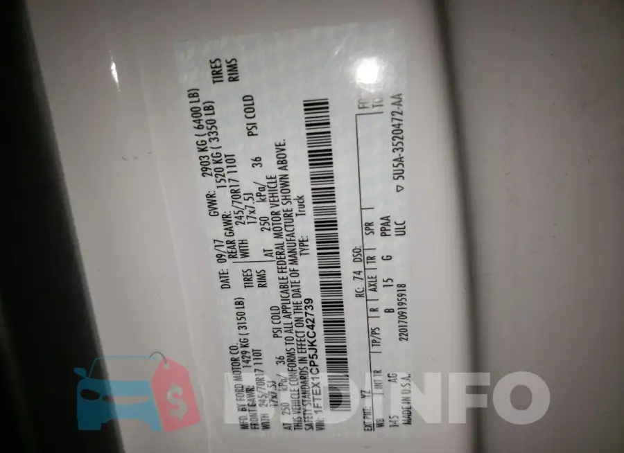 1FTEX1CP5JKC42739 Photo# 10