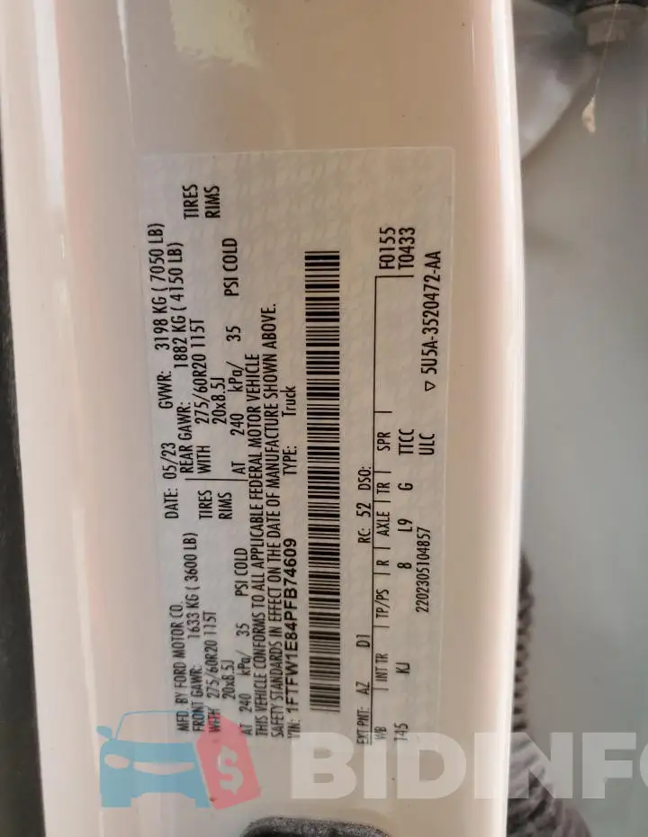 1FTFW1E84PFB74609 Photo# 12