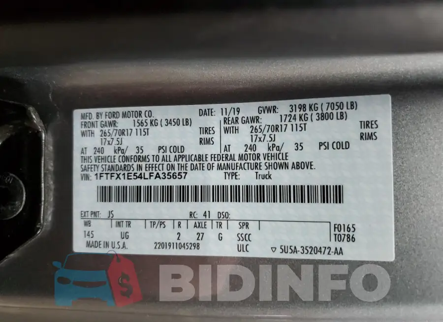 1FTFX1E54LFA35657 Photo# 12