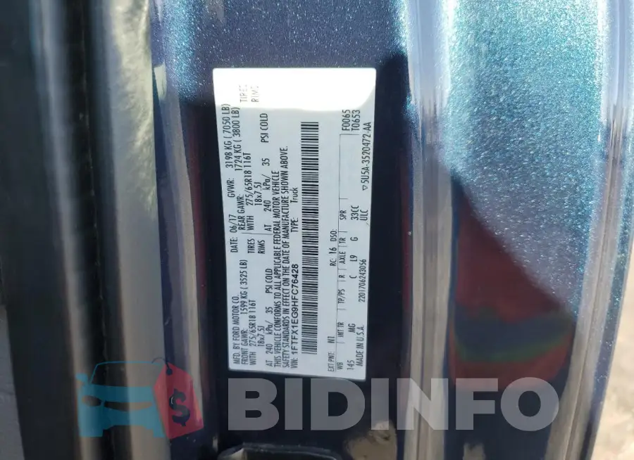 1FTFX1EG9HFC76428 Photo# 12