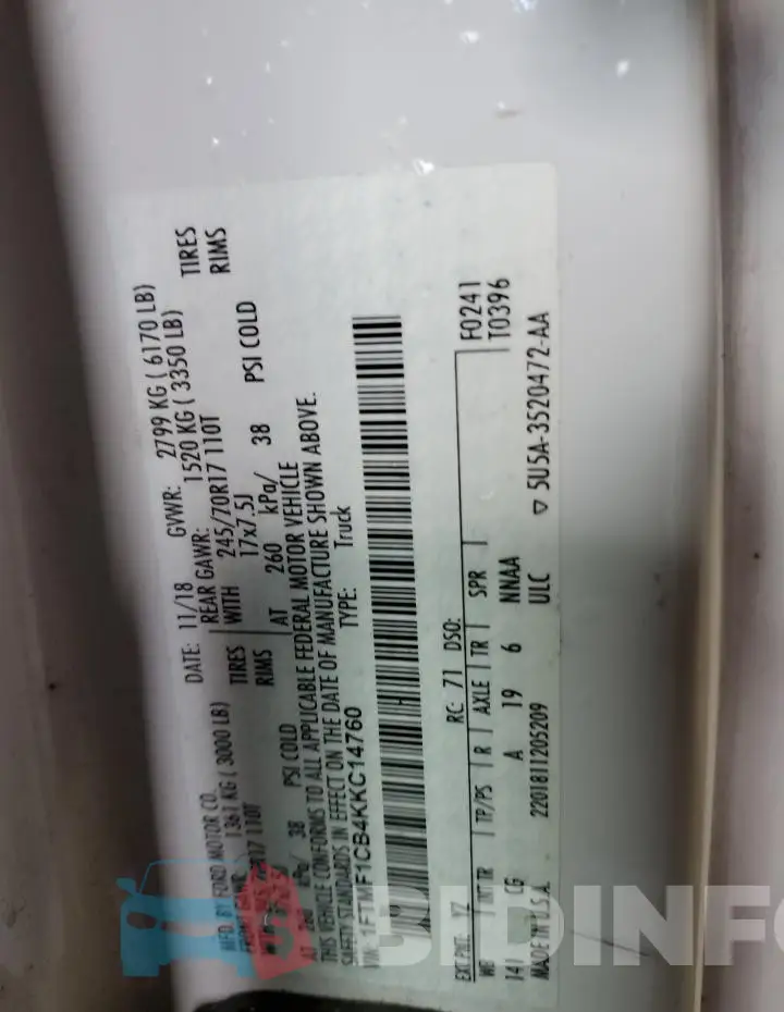 1FTMF1CB4KKC14760 Photo# 13