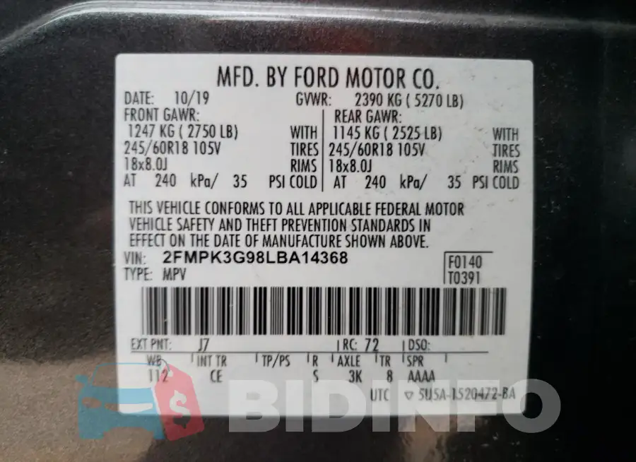 2FMPK3G98LBA14368 Photo# 13
