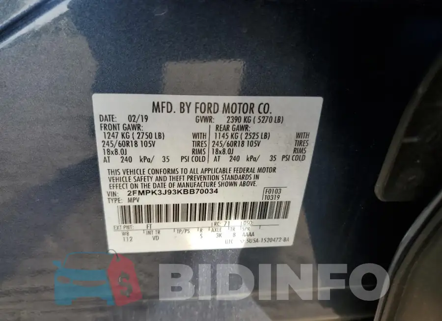 2FMPK3J93KBB70034 Photo# 13