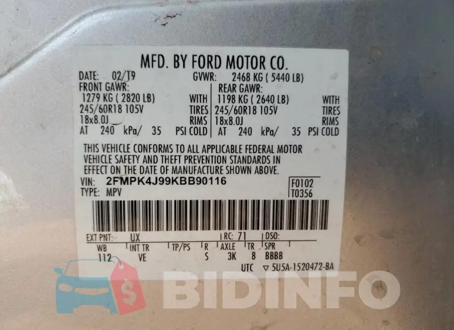 2FMPK4J99KBB90116 Photo# 13