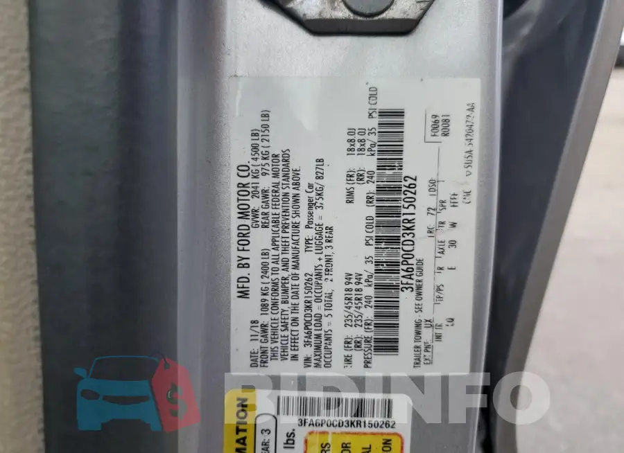 3FA6P0CD3KR150262 Photo# 12