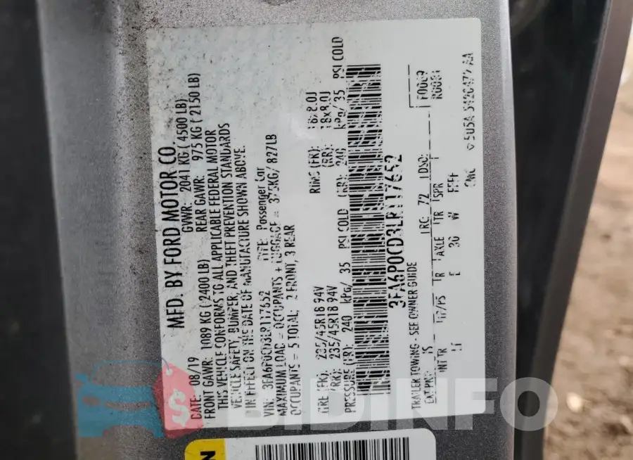 3FA6P0CD3LR117652 Photo# 12