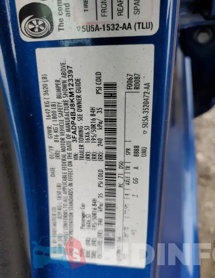 3FADP4BJ8KM123397 Photo# 12