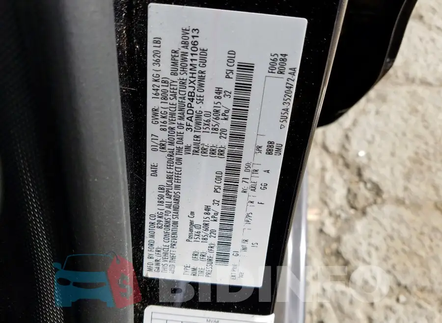 3FADP4BJXHM110613 Photo# 10