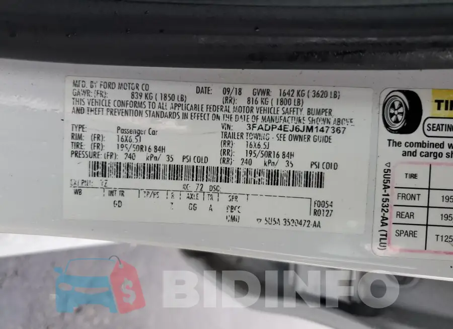 3FADP4EJ6JM147367 Photo# 13