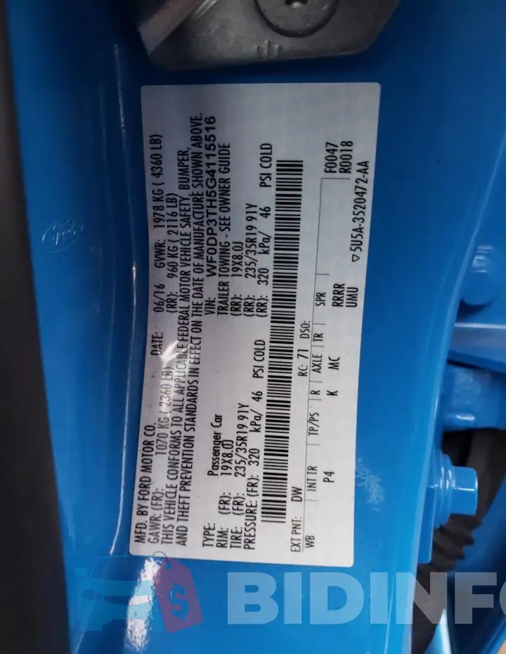 WF0DP3TH5G4115516 Photo# 13