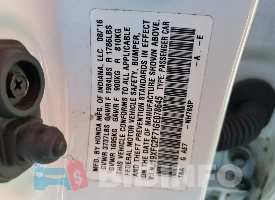 19XFC2F71GE078645 Photo# 12